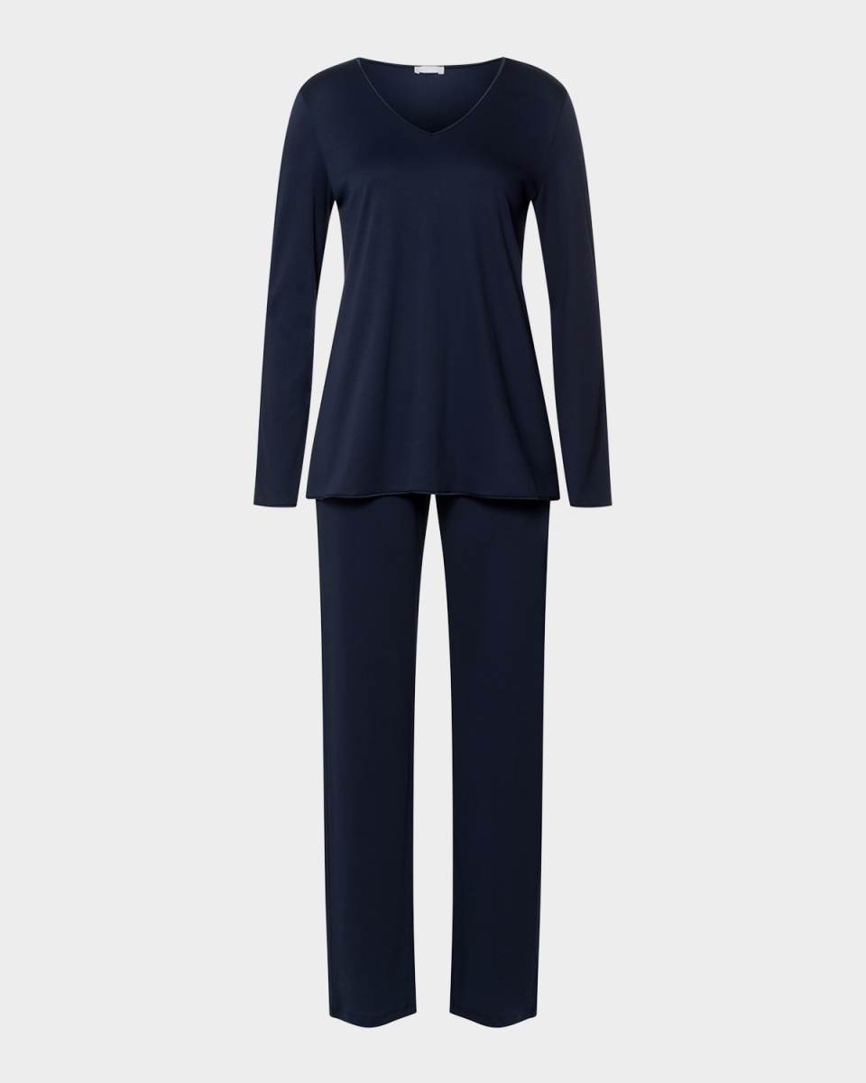 Silk-Trim Mercerized Cotton Pajama Set